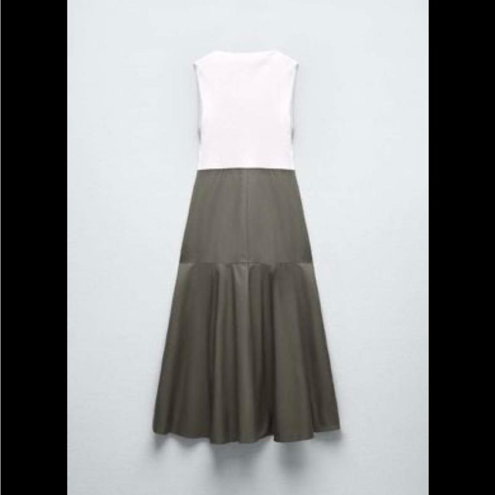 NWT Zara High-Waist Olive Green Maxi Skirt with Front Patch Pockets Large - Picture 2 of 9
